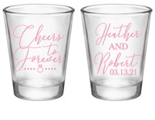 Personalized Wedding Shot Glasses, Cheers to Forever Wedding Anniversary Shots