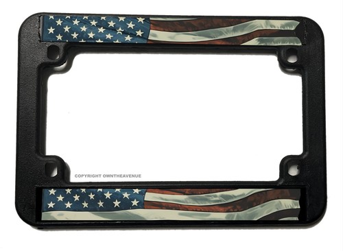 Vintage Style USA American Flag Old School Motorcycle License Plate Frame - Bild 1 von 2