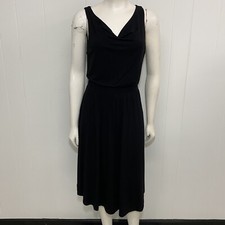 Maeve Anthropologie Brianne Dress Women's XS Black Stretch Cowl Neck Fit Flare