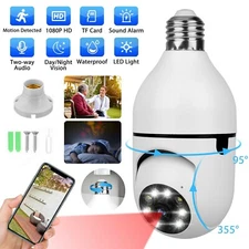 360° 1080P IP E27 Light Bulb Camera Wi-Fi IR Night Smart Home Wireless Security