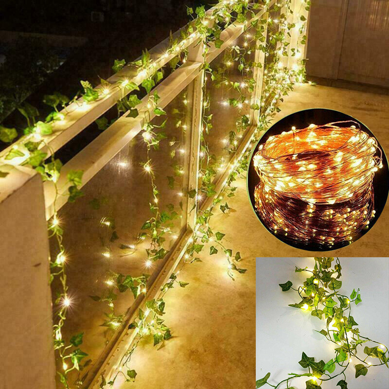 5PCS Artificial Ivy Fake Garland Vines with 100 LEDS String Lights