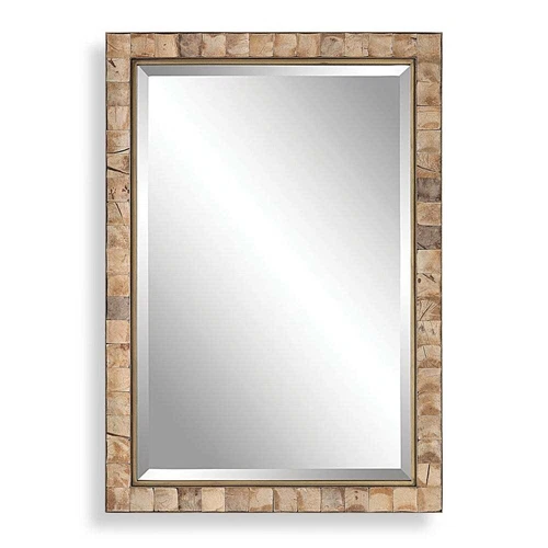 COCOS 40" IRON FRAME INLAY COCONUT SHELL WALL VANITY MIRROR UTTERMOST 09751 - Picture 1 of 5