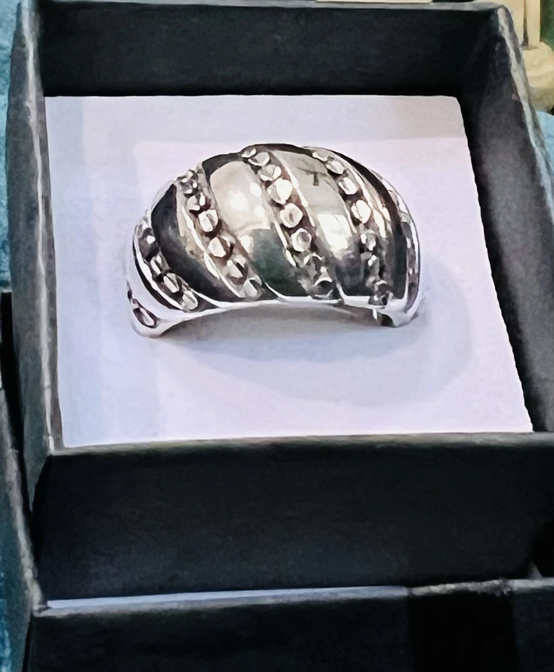 Anillo firmado KABANA DOME & STUDS plata esterlina talla 7-1/2 vintage Foto 3 de 3