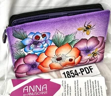 Anuschka Anna NWT🌸Two Fold Slim Clutch Wallet-PARADISE FOUND 1854-PDF