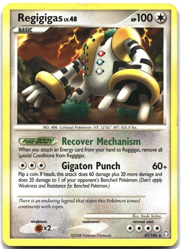 Regigigas 37/146 Rare Legends Awakened Pokemon Heavily Played