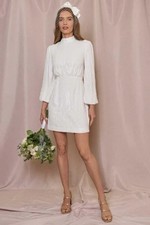 RIXO Lara Dress Ivory Sequin