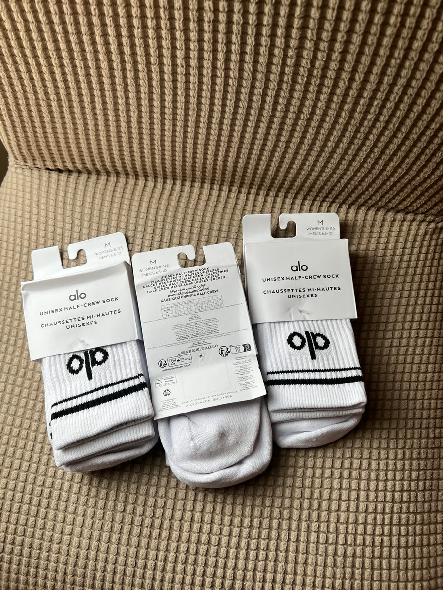 Alo Yoga Unisex Half Crew Throwbacks socks Bundle (3 pairs Alo Yoga Unisex Half Crew Throwbacks socks Bundle (3 pairs