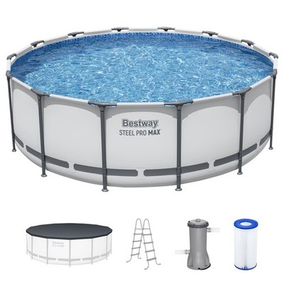 Bestway Steel Pro MAX 14'x48'' Round Above Ground Swimming Pool with Pump & Cover