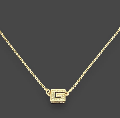 Collana AUTENTICA Givenchy ciondolo strass G placcato oro design vintage