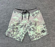 Salt Life SLX QD Board Shorts Men Size 30 Gey/Green Flower Print Swim Surf