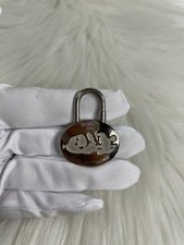 Hermes Cadena Padlock Round Shape Silver Lock Bag Charm Authen
