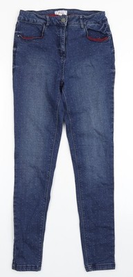 Matalan Damen blau gepunktet Baumwolle Skinny Jeans Größe 8 L27,5 in normalen Knöpfen