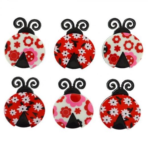 Dress It Up Buttons - Ladybug Love 6pcs