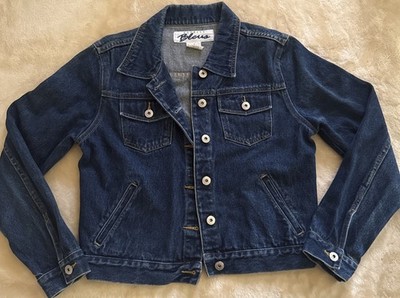 Express Bleus Denim Jean Jacket Womens Size Medium Blue Dark Wash With Pockets
