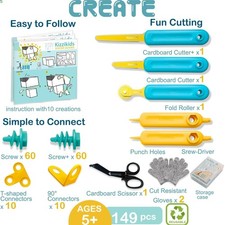 Cardboard Tools for Kids with Cutter Tool Box, 149 PCS Cardboard Constructio...