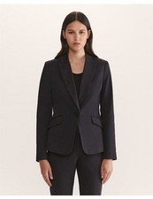 Chicos Blazer Jacket Women Size 3 Polka Dot Lining Long Sleeve Black
