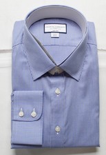 Charles Tyrwhitt Men's Classic Fit Non-Iron Twill Shirt DH3 Royal Blue 18/37 NWT