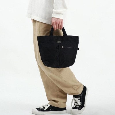 PORTER MILE Mini Tote Bag 754-15115 Black Nylon Cotton Made in