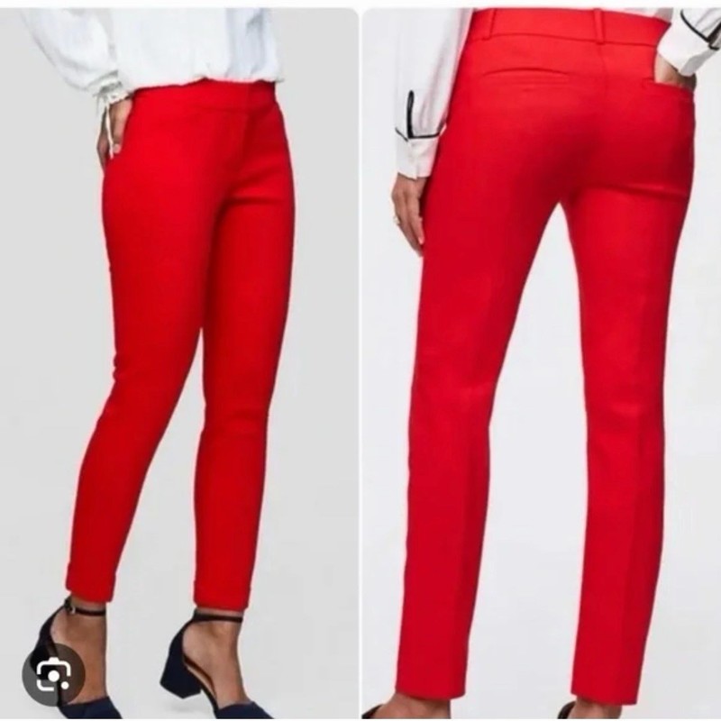 Nwt LOFT Red Marisa Skinny Mid Rise Marisa Fit Ankle Size 0 Red Excellent