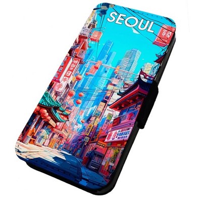 Bedruckte Klapp Handyhülle iPhone, Samsung & Huawei Urlaubsstädte Seoul