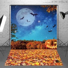 Msocio 5x7ft Polyester Halloween Backdrop Moonlight Pumpkin 5'x7', Multicolor