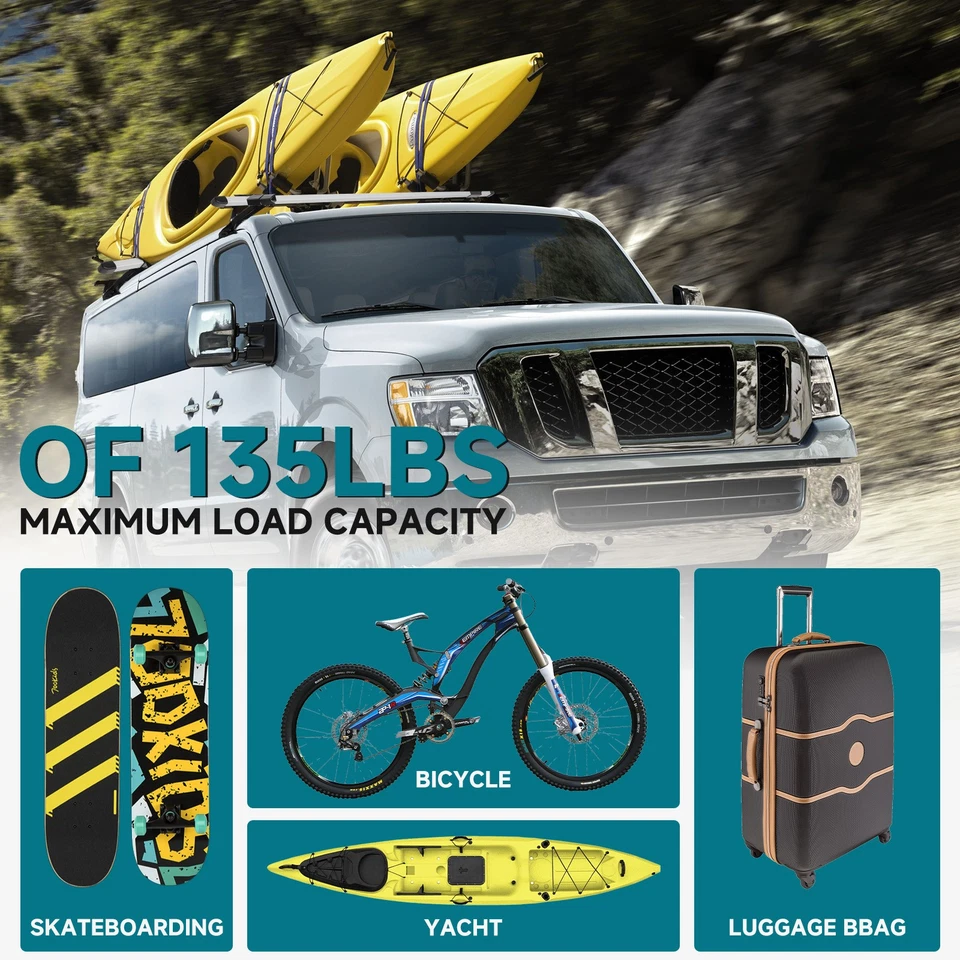 Portaequipajes barra transversal riel portaequipajes ajustable para techo de coche Isuzu Trooper 63" Foto 4 de 4