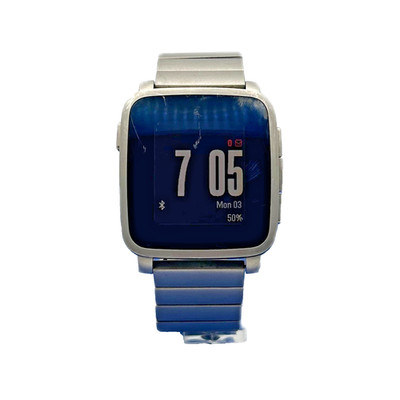Pebble Time Steel Smartwatch 38mm Stainless Steel Silver Metal Band Fitness Used