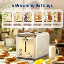 YSSOA 2-Slice Toaster with 6 Browning Setting and 3 Function, for Bread & Waffle