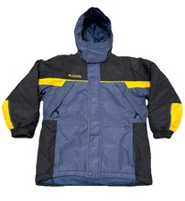 Vintage COLUMBIA Boy M 10/12 Waterproof Ski Snow Jacket Hood Navy Black Yellow