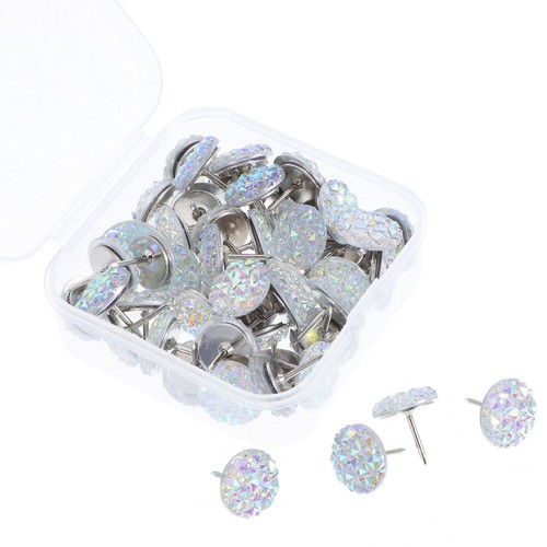  50 Pcs Decorative Bulletin Board Pins Glitter Rhinestone Thumb Tacks - Bild 2 von 20