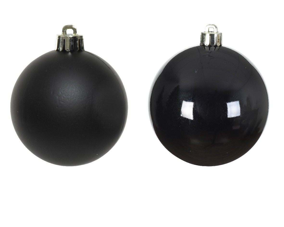 Black Christmas Tree Decorations Baubles 6cm Round Tree Decorations Shatterproof