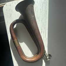 Vintage Beautiful Handmade Cavalry Bugle Horn Made Of Brass  Copper