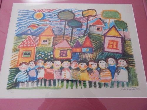 SIGNED ISRAELI PAINTING, ISRAEL, HEBREW,