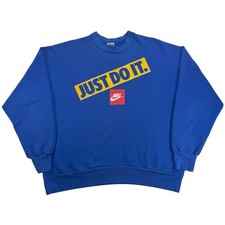 Vintage 90s Nike Just Do It Crewneck Men's XL Blue Pullover USA Sweatshirt