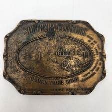 Vintage Southern Comfort Whiskey Belt Buckle Under Your Belt Brass Tone USA Made