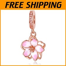 Cherry Blossom Dangle Charm - 925 Sterling Silver