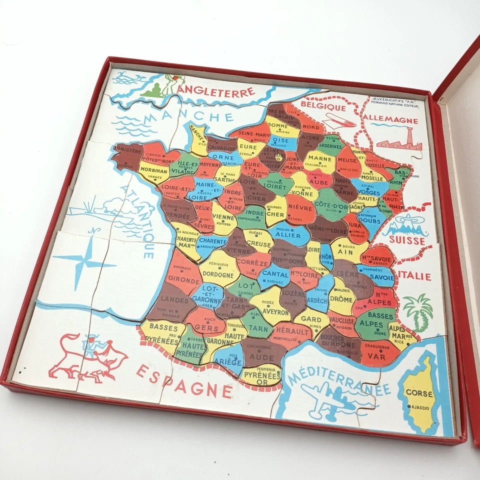 Ancien jeu éducatif Carte de France Puzzle Fernand Nathan - COMPLET - Photo 2/2