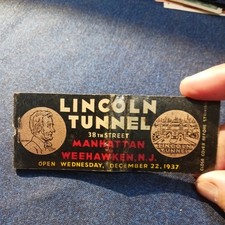 LINCOLN TUNNEL 38ST OPENING DATE DEC 22 1937...SCARCE....30S..UNSTRUCK MATCHBOOK