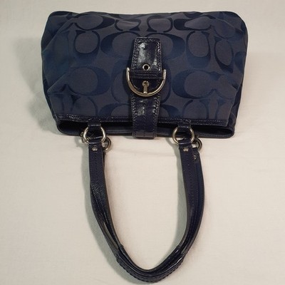 Auth Coach Soho Signature Carryall Dark Navy E1282-F19253 Purse