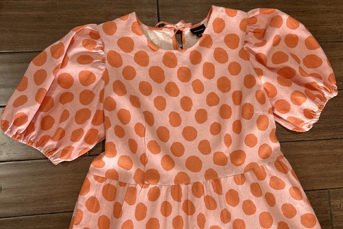 Maxi Vestido Talla XL Mezcla de Lino Niveles Lunares Boho Naranja Modesto Quién Qué Poner - Imagen 2 de 12