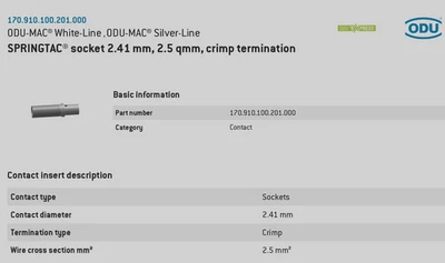 ODU Springtac 172.910.100.201.000 Crimp Buchsen - Top!!! - Bild 1 von 4