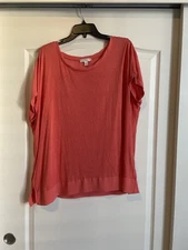 Kenar Woman Orange Knit Top or Tee - Size 1X -  Feather weight