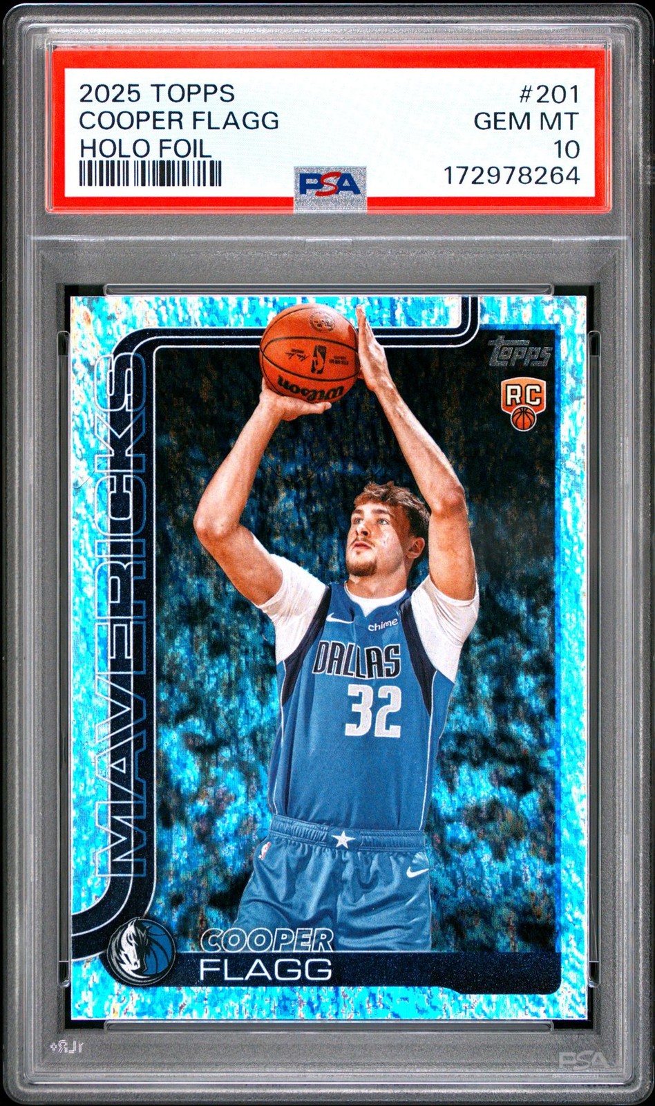2025-26 Topps Holo Foil #201 Cooper Flagg RC PSA 10 Mavericks Rookie