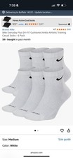 Nike Everyday Ankle Socks 3-Pack White Size L Men's 8-12 / Women's 10-13 NWT