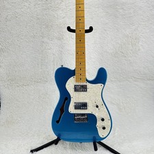 Custom TL blue hollow-body electric guitar HH pickups maple fretboard