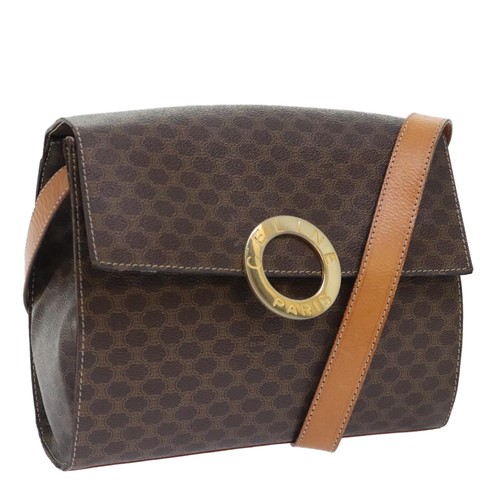 Celine Macadam Canvas Schultertasche PVC Leder braun authentisch 89824 - Bild 1 von 24
