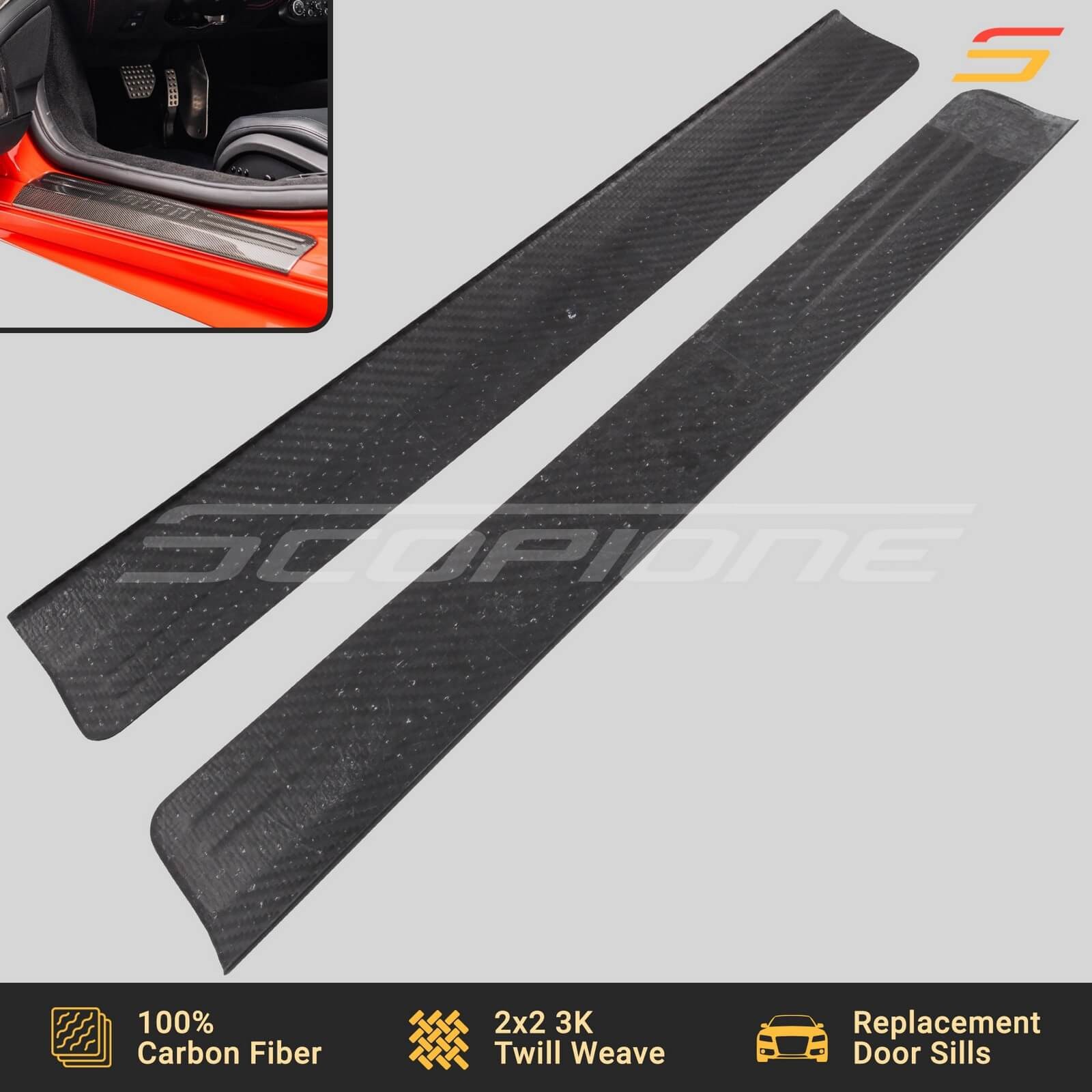 Scopione MATTE Carbon Fiber Door Sills Scuff Kick Plates for Ferrari 458 Italia