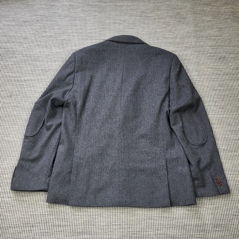 White Stuff Gentlemen's Relish Tweed Blazer Jacket Mens XL Grey Herringbone Wool - Image 2 of 4