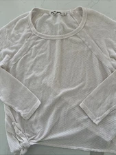 Michael Stars Women’s Long Sleeve White Mesh Top Size Small Made In USA Stretch