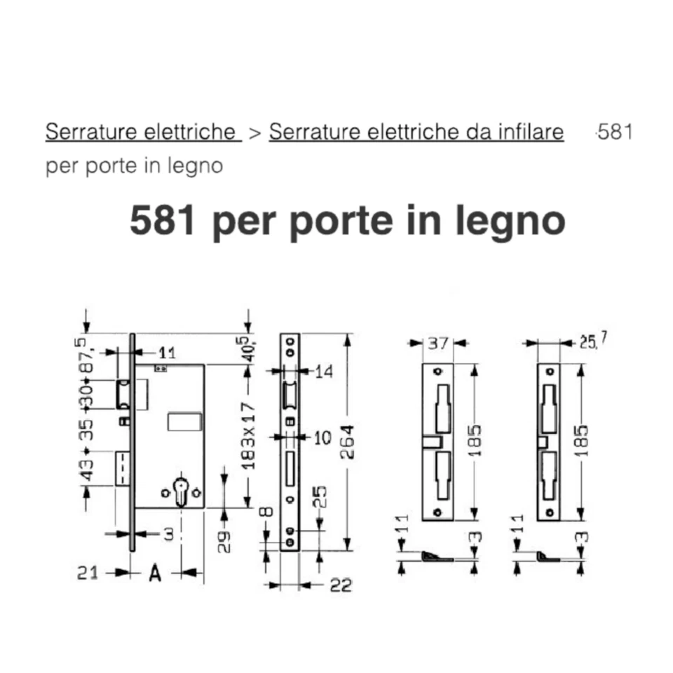 Serratura Elettrica YALE Per Porte in Legno Entrata 40 50 60mm 2 Mandate Scrocco - Immagine 3 di 3